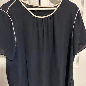 Banana Republic Dark Blue Blouse with Light Trim